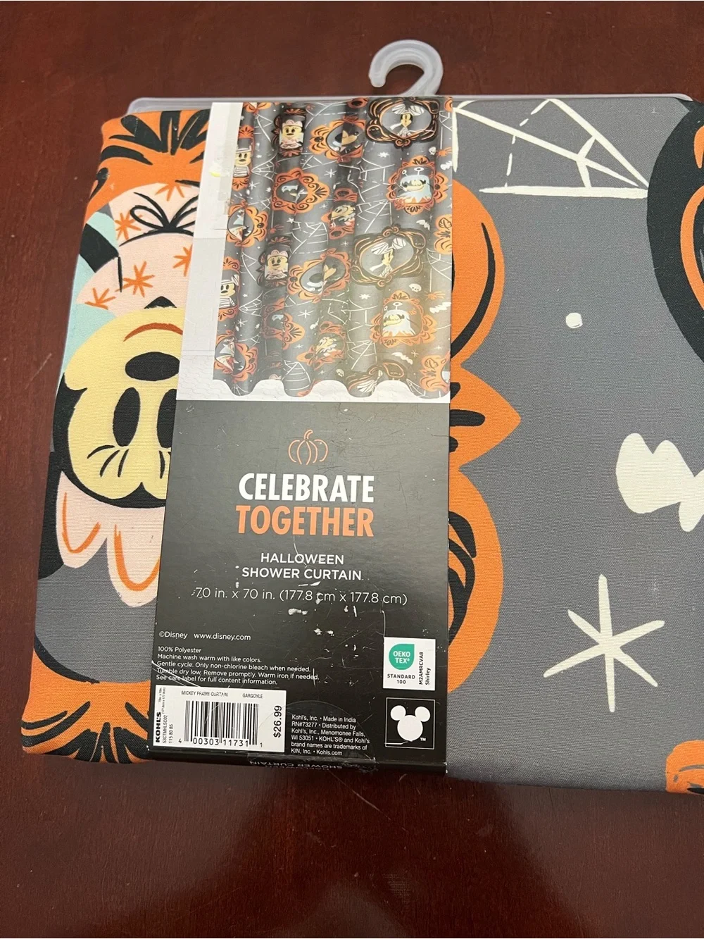 Disney Gray and Orange Halloween Character Shower Curtain